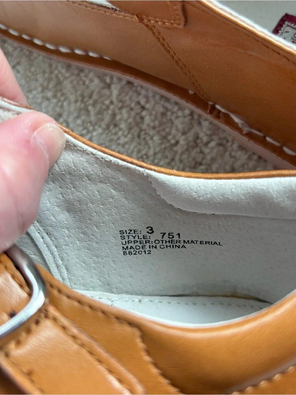 L'Amour Kids Tan Mary Jane Buckle Shoes